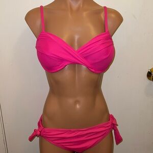 NWT Anne Cole bikini set tie side bottom size L and underwire bra size M